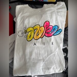 Nike White Short Sleeve Tee with Multicolor Bubble 'Air' Graphic